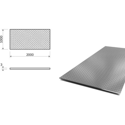 Nerezový plech slzičkový 1x2 m, tloušťka 3 mm