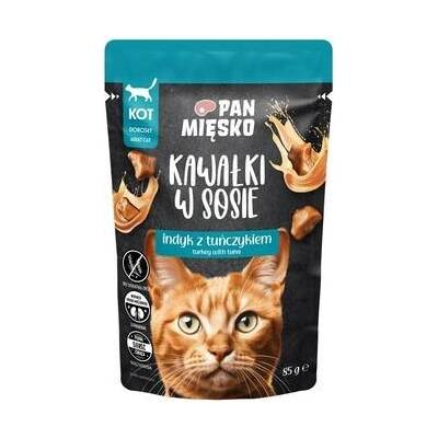 PAN MIŠKO Kousky v omáčce krůta s tuňákem krmivo pro kočky 85 g