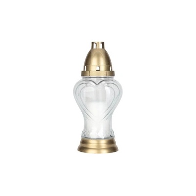 Lampa hřbitovní DEKOR SRDCE skleněná 115g bílá 11x23cm