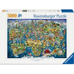 Ravensburger Пъзел Ravensburger от 5000 части - Илюстрирана карта на света (12001738)