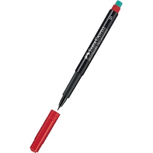  Перманентен тънкописец Faber-Castell OHP S Черве (1602008-07-1005210214)