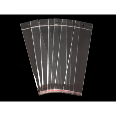 Celofánové sáčiky s lepiacou lištou a závesom 7x22 cm - 21600 ks - Transparent - Transparent