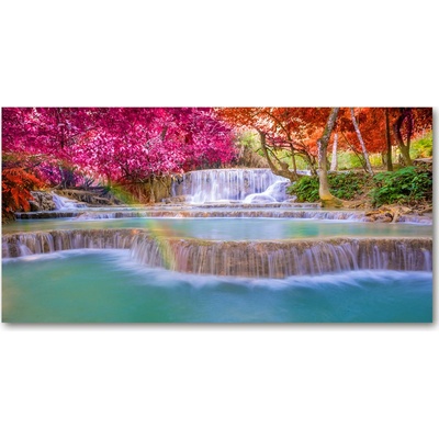 Foto obraz sklo tvrzené Vodopád v lese 100x50 cm