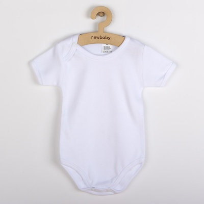 NEW BABY Luxusné bavlnené body krátky rukáv New Baby biele