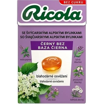 Ricola Černý bez Bonbóny bez cukru 40 g