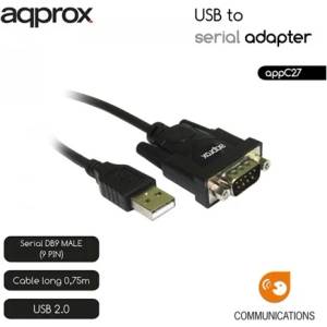 Approx Кабелен конвертор - адаптер от usb2.0 към сериен порт (rs232) appc27 (appc27)
