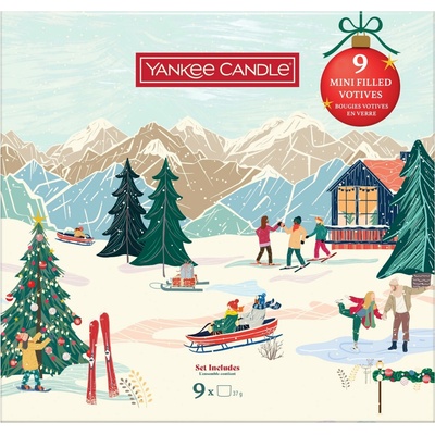 Yankee Candle Vianočná darčeková sada votívych sviečok v skle 9 x 37 g