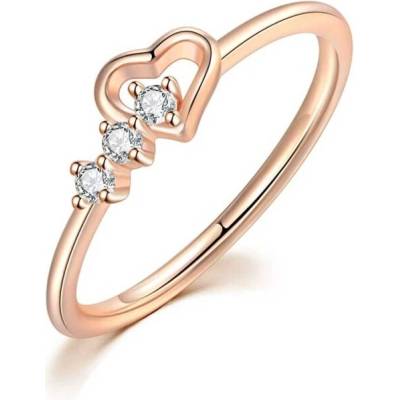 Victoria Filippi Prsten s třemi zirkony a srdíčkem Macio Rose Gold P R210 59 Zlatá