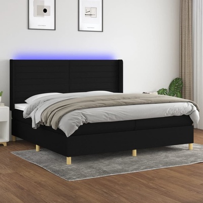 Petrashop 3138983 boxspring postel s matrací a LED černá textil