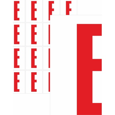 Písmena samolepící červená E samolepící vinylová fólie 75 mm písmo - aršík 4 ks – Sleviste.cz