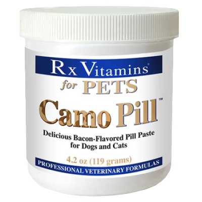 Rx Vitamins Inc RX Camo Pill - паста за лесно даване на таблетки, с вкус на бекон, за кучета и котки - 113 гр, Rx Vitamins САЩ - 8001