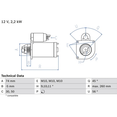 BOSCH Startér 0986016950