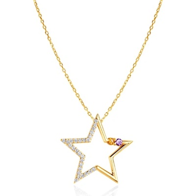 SAVICKI Звездно колие Savicki: злато. диаманти. аметист. оранжев сапфир