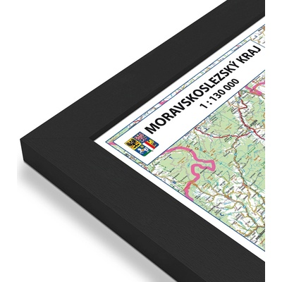 Excart Maps Moravskoslezský kraj - nástěnná mapa 135 x 90 cm Varianta: mapa v dřevěném rámu, Provedení: Pegi černý