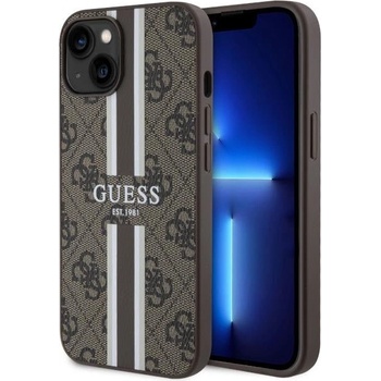 GUESS Кейс Guess GUHMP14MP4RPSW за iPhone 14 Plus 6.7"", кафяв / кафяв, твърд, 4G Printed Stripes MagSafe (GUE002837-0)