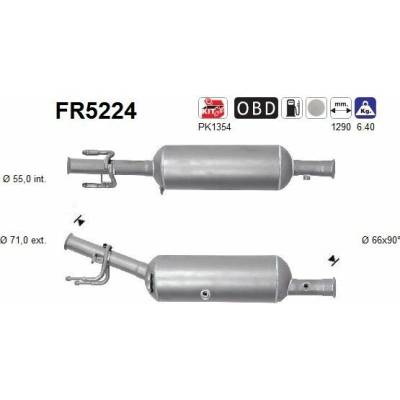 Filtr sazových částic, výfukový systém AS FR5224
