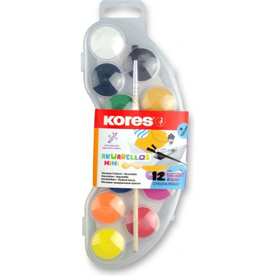 Kores Akuarellas vodové barvy Mini 12 barev 25 mm – Zboží Dáma