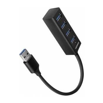 AXAGON USB хъб AXAGON HUE-M1AL, 4 x USB 3.2 Gen 1, 1.5 Mbit/s, USB Type A свързване, 1.2 м кабел, Черен, HUE-M1AL