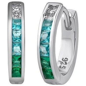 Silvego Strieborné náušnice kruhy Aimi so zeleným syntetickým safírom 16 mm LPS0221EGS