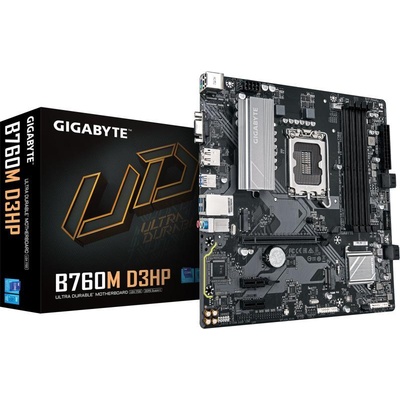 Дънна платка GIGABYTE GB B760M D3Hp LGA1700 DDR5 5600MHz Micro ATX HDMI DP VGA RAID 2xM. 2 PCIe 4.0 Realtek GLAN (B760M D3HP / B760M D3HP 1.0)