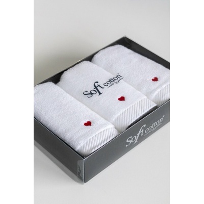 Soft Cotton Malé uteráky MICRO LOVE 30x50 cm Biela / ružové srdiečka