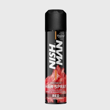 Nish Man Pro Mech Hair Spray Red barevný sprej na vlasy červený 150 ml