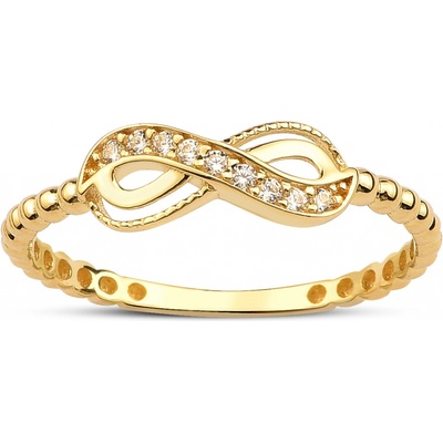 Lillian Vassago Zlatý prsten s motivem symbolu nekonečna LLV95 GR011