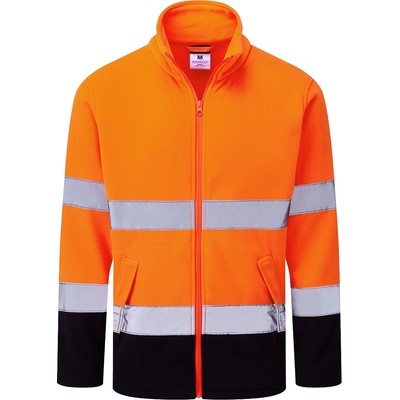 Portwest hi-vis essential es1 es251 / Светлоотразителен суичър с цип от полар - hv оранжев/тъмносин m (es251onrm)