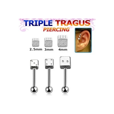 Piercingate činka do ucha hrací kostka PNC00080