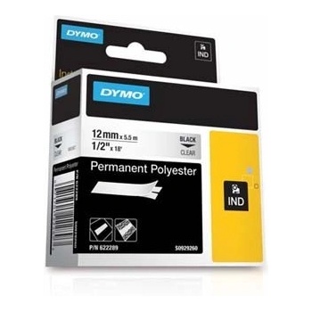 DYMO Rhino 622289, 12mm x 5, 5m, черен печат/прозрачен фон, оригинална лента (622289)