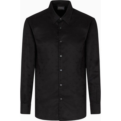 Giorgio Armani Риза с дълъг ръкав EMPORIO ARMANI Men's Geometric Long Sleeve Patterned Shirt - Black AOP FC218