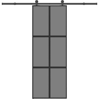 vidaXL Плъзгаща се врата с обков 76x205 см Закалено стъкло&Алуминий (3332986)