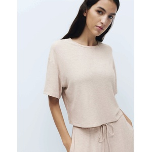 Marks & Spencer Ребристо пижамен топ с висок процент модал Marks & Spencer бежова Marks & Spencer | Bezhov | ЖЕНИ | L