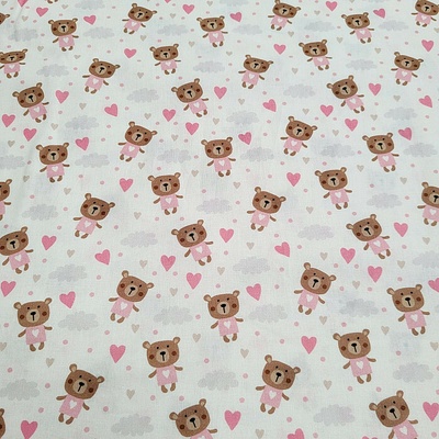 Bavlnená látka LOVE BEAR ružová šírka 150 cm