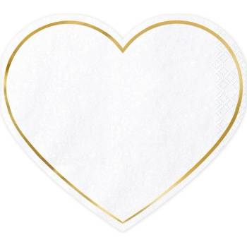 PartyDeco Бели Салфетки във Формата На Сърце
