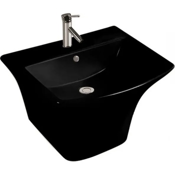 Inter Ceramic Мивка за баня Смарт 53х46 см, с полуконзола за стена, черна (5345 black)