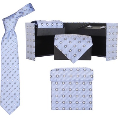 André Philippe set kravata hedvábná + manžetové knoflíčky + kapesník světle modrá