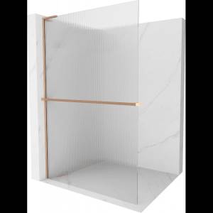 Mexen Kioto+ L Душ-преграда с рафт Walk-in 120 x 200 см, ивици, изчеткана мед - 800-120-123-65-09 (800-120-123-65-09)