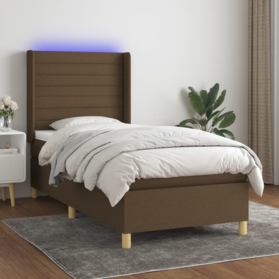 Petrashop 3138912 boxspring postel s matrací a LED tmavě hnědá textil