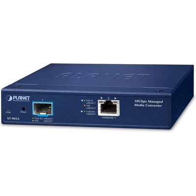 PLANET XT-905A 1-Port 10G/5G/2.5G/1G/100BASE-T + 1-Port 10G/1GBASE-X SFP+ Managed Media Converter(IPv4/IPv6 Dual stack management, supports TLSv1.2/SSHv2/SNMPv3 Cybersecurity features, LFP, 802.1Q VLA (XT-905A)