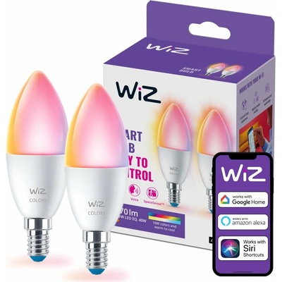 Philips Wiz Colors 8719514551275 LED žiarovka E14 C37 4,9W/470lm 2200-6500K+RGB sviečka 2-set