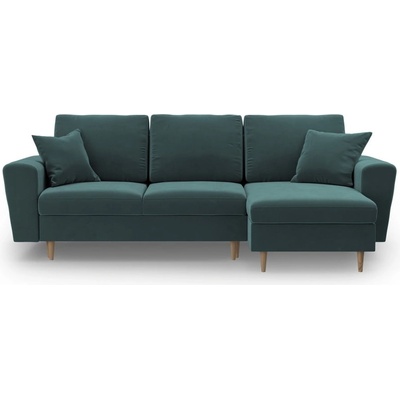 Cosmopolitan Design Кадифен разтегателен ъглов диван с място за съхранение в петролен цвят Kyoto - Cosmopolitan Design (COS_COR_2_F2_KYOTO7)