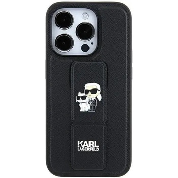 KARL LAGERFELD Кейс Karl Lagerfeld Gripstand Saffiano Karl&Choupette Pins за iPhone 11 / Xr, черен (KXG0079598)