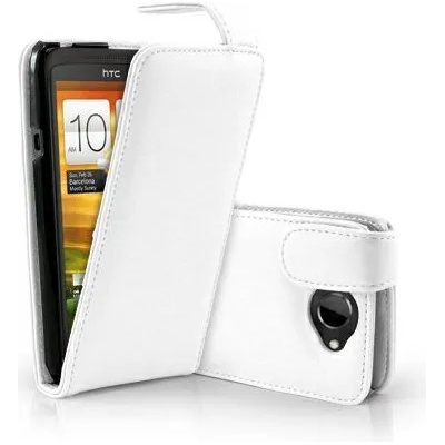 HTC One X Flip Калъф Бял + Протектор