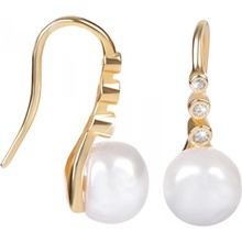 JwL Luxury Pearls pozlátené strieborné visiace náušnice s pravou perlou JL0411