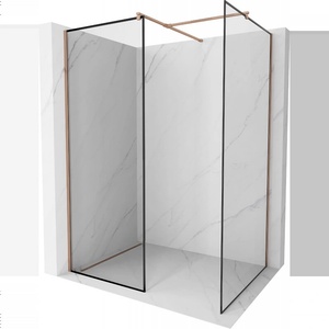 Mexen Kioto душ преграда Walk-in 140 x 100 см, черна рамка, розово злато (800-140-202-60-70-100)