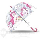 Euroswan Jednorožec deštník průhledný růžový