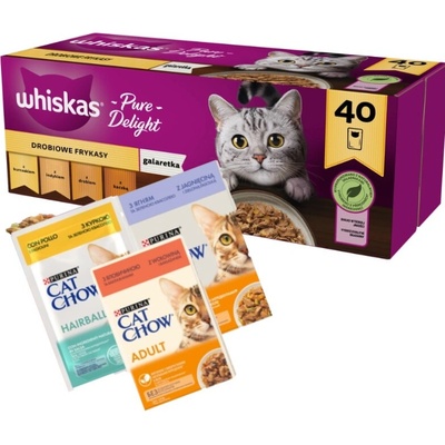 Whiskas Adult v želé s kuracím mäsom kačacím mäsom hydinou morčacím mäsom 40 x 85 g