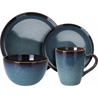 EXCELLENT Jedálenská sada tanierov JERSEY kamenina modrá 16 ks