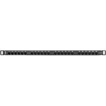 Lanberg Пач панел Lanberg PPU6-0024-B, 24x порта, 19", 0.5U, Cat. 6, IDC T568A/T568B, черен (PPU6-0024-B)